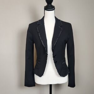 H&M Y2K Black Blazer With Ruffle‎ Detail